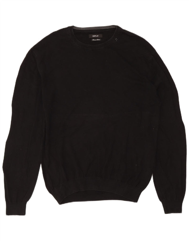 Replay Herre Crew Neck Jumper Sweater 2XL Sort Bomuld