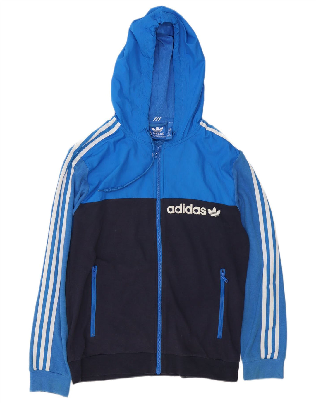 Adidas Herre grafisk hættetrøje med lynlås Medium Navy Blue Colourblock