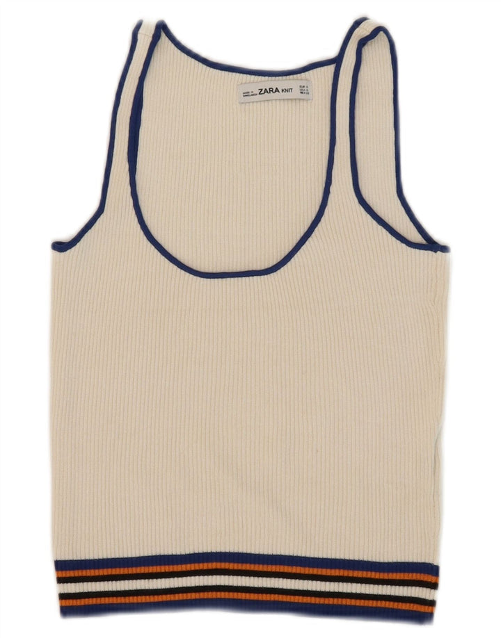 Zara Womens Crop Vest Tank Top UK 8 Small White