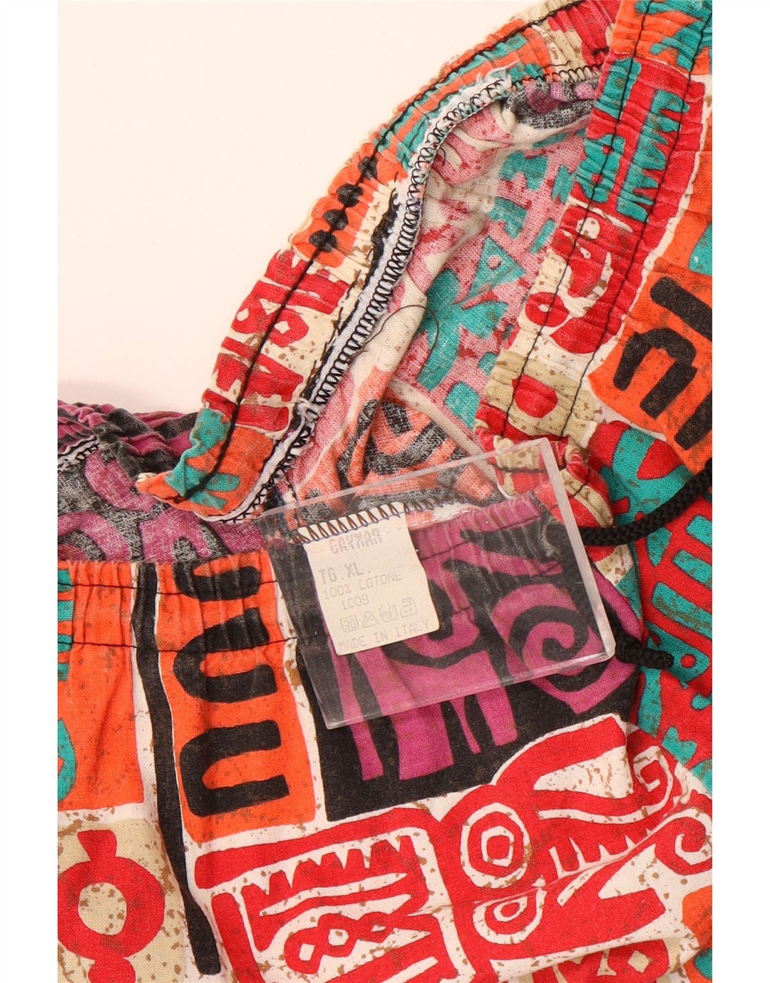 Vintage herreshorts XL W38 flerfarvet patchwork bomuld