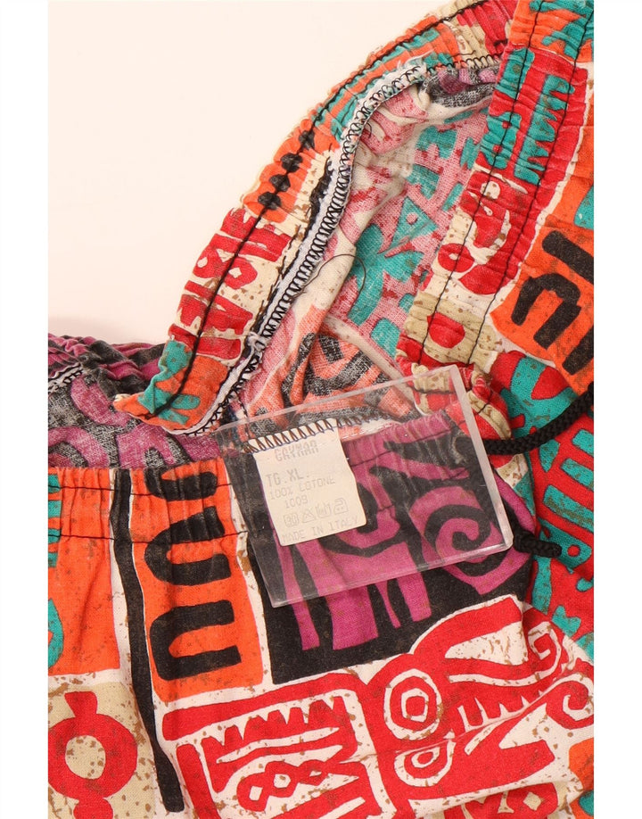 Vintage herreshorts XL W38 flerfarvet patchwork bomuld