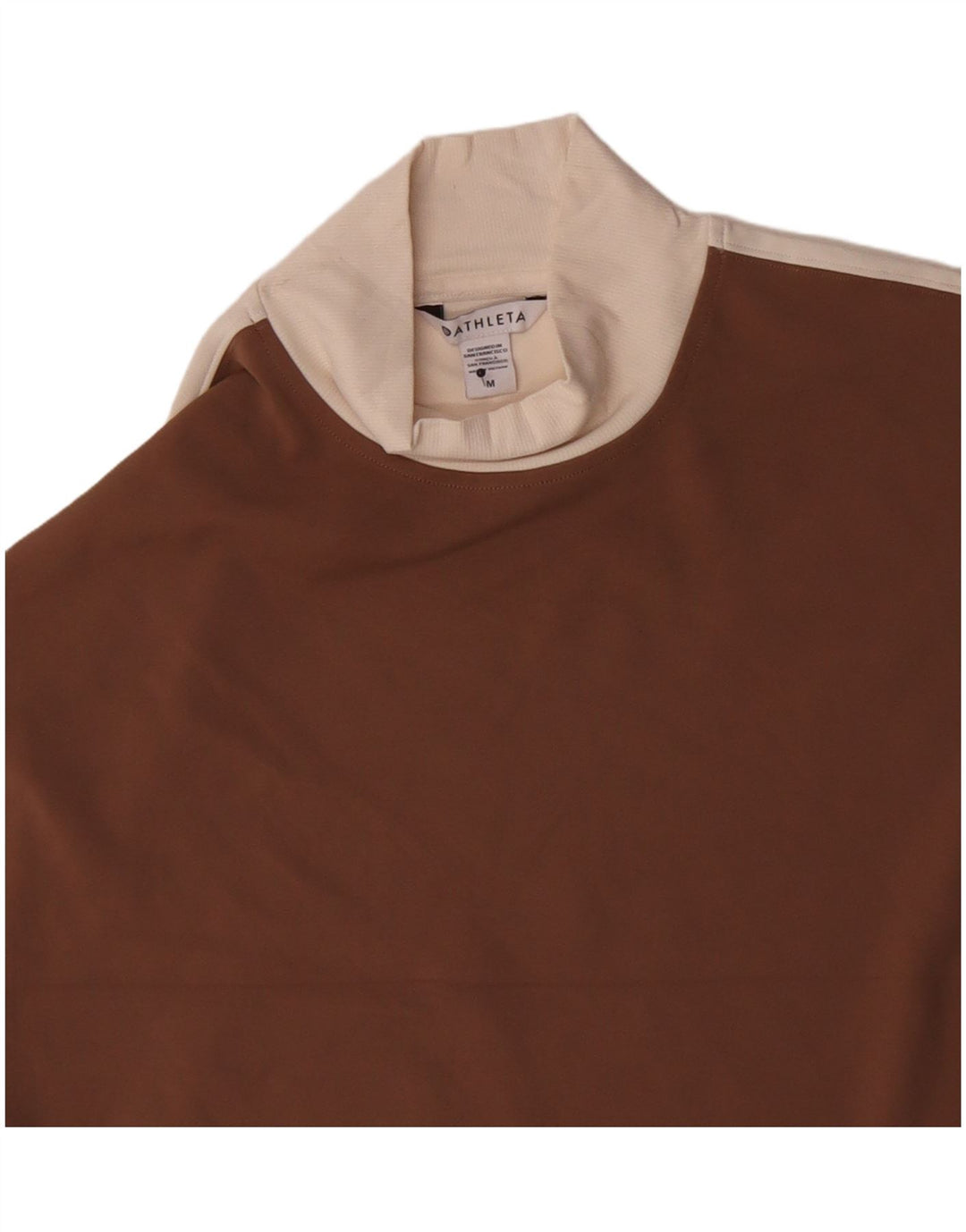 Athleta Womens Crop Top Langærmet UK 14 Medium Brun Colourblock Nylon