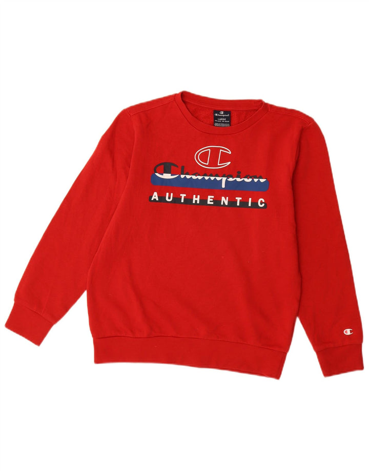 CHAMPION Boys Graphic Sweatshirt Jumper 11-12 Years Large Red Cotton