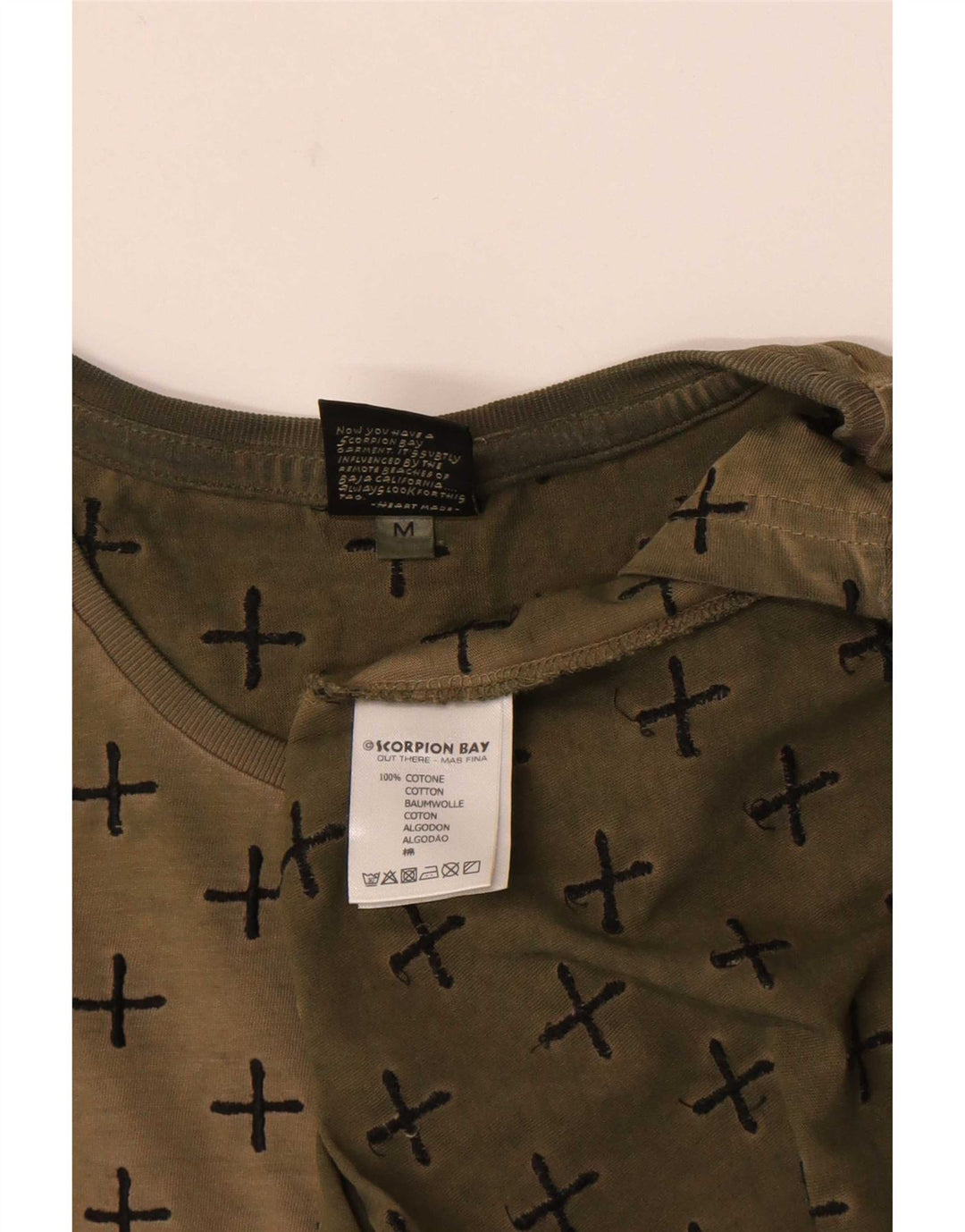 Scorpion Bay Herre abstrakt mønster T-shirt Top Medium Khaki Bomuld