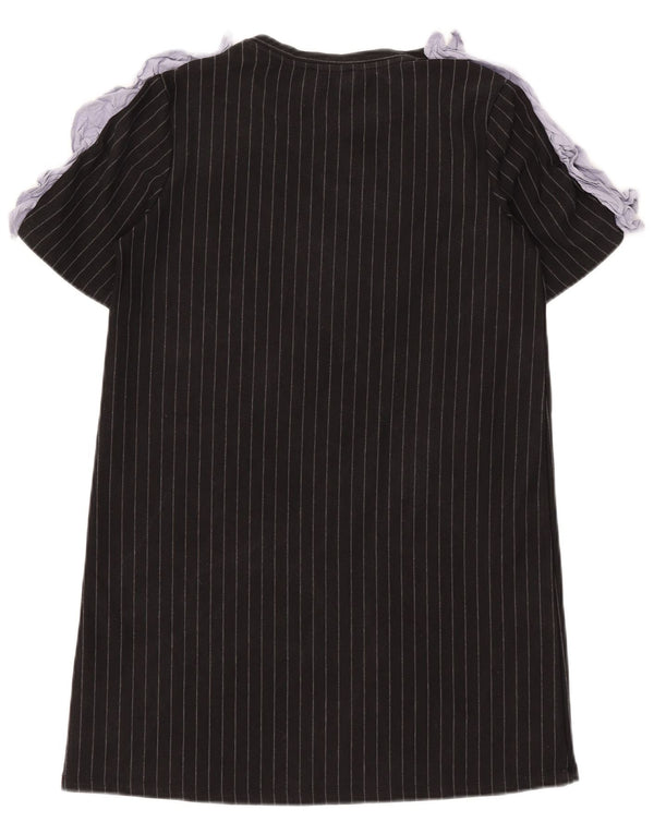 Zara Dame T-Shirt Kjole UK 12 Medium Sort Nålestribe