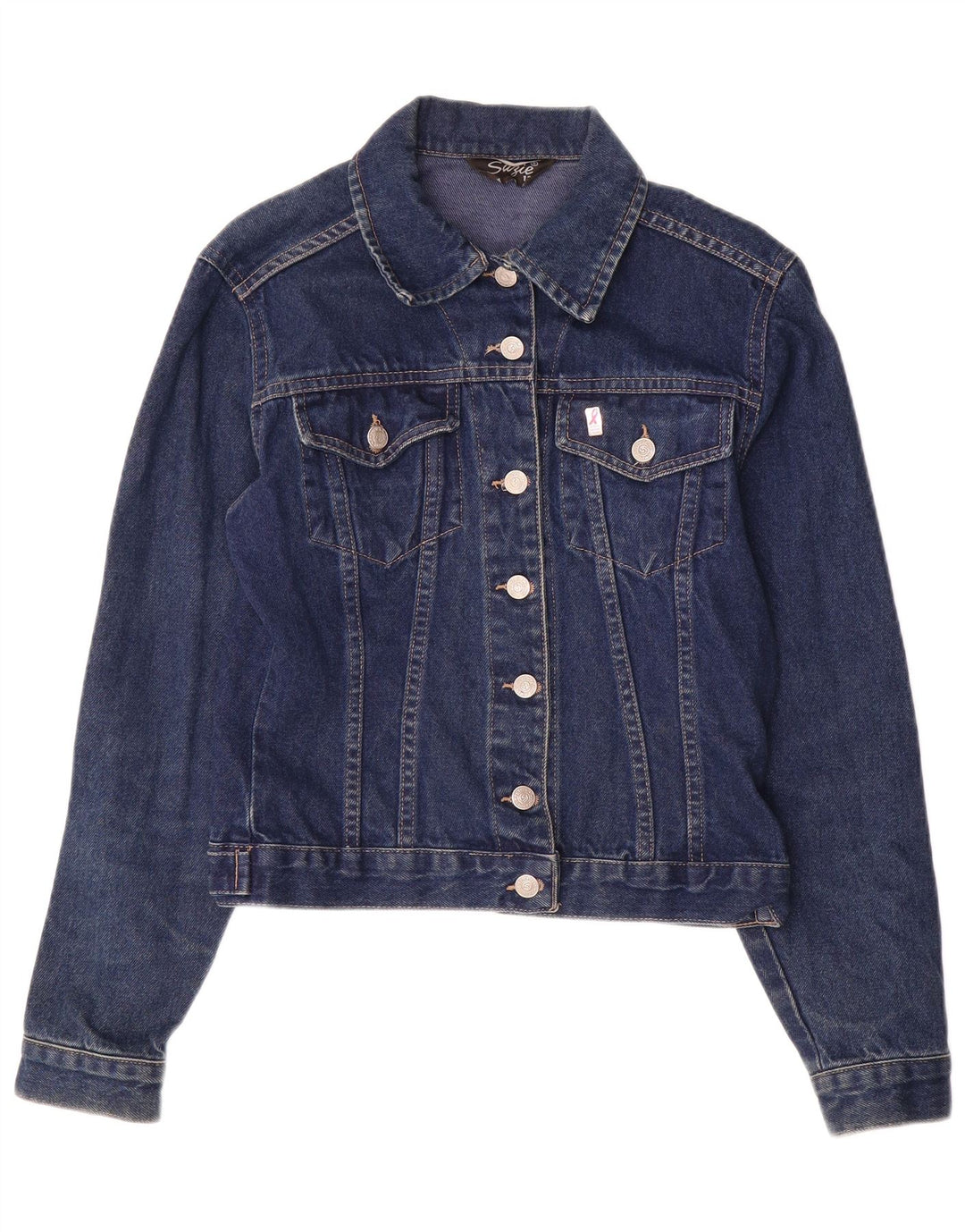 VINTAGE Dame denimjakke UK 12 Medium Navy Blue