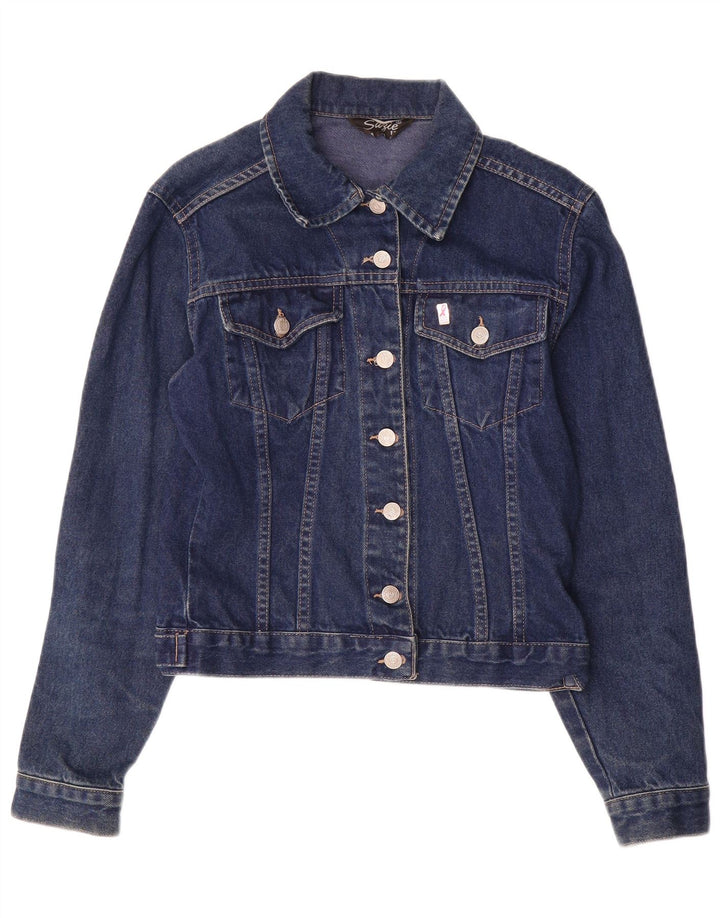 VINTAGE Dame denimjakke UK 12 Medium Navy Blue