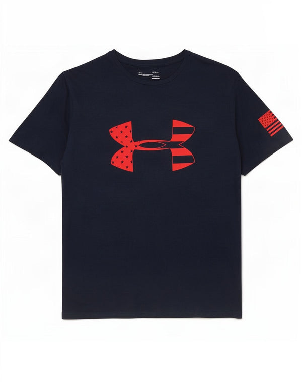 Under Armour Herre Heat Gear Loose Fit Grafisk T-Shirt Top Large Navy Blue