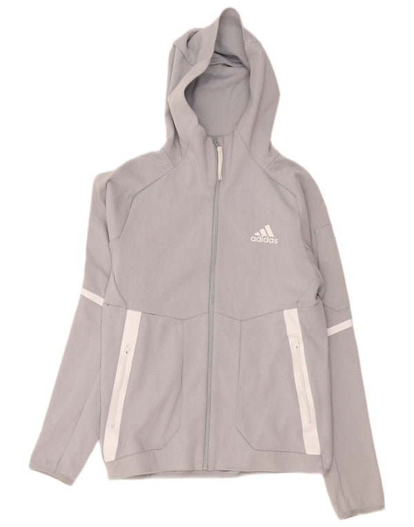 Adidas Hættetrøje med lynlås til mænd, lille grå farveblok bomuld