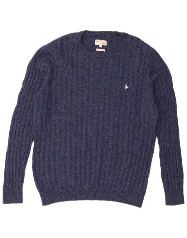 Jack Wills Herre The Marlow Crew Neck Jumper Sweater Large Navy Blue Flecked
