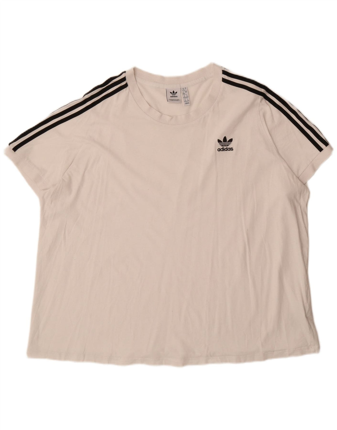 ADIDAS Dame T-Shirt Top UK 32/34 4XL Hvid Bomuld