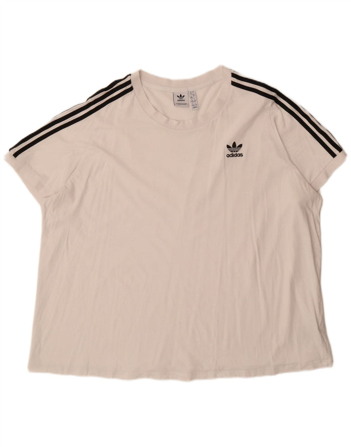 ADIDAS Dame T-Shirt Top UK 32/34 4XL Hvid Bomuld