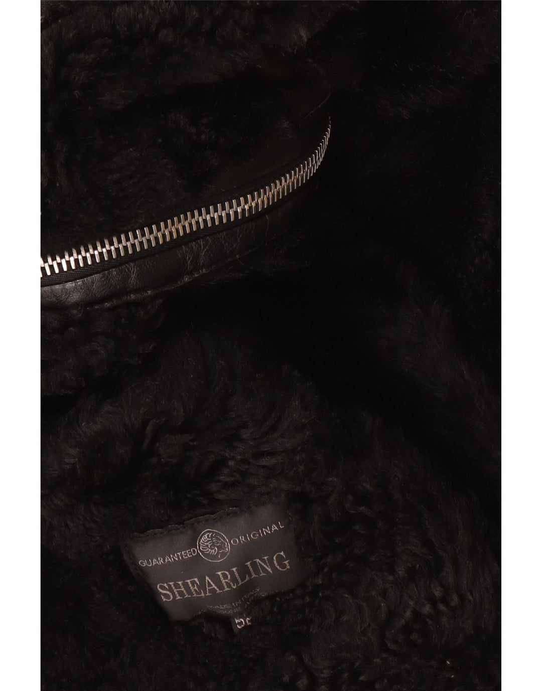 Vintage Herre Shearling Overfrakke IT 52 XL Sort Shearling