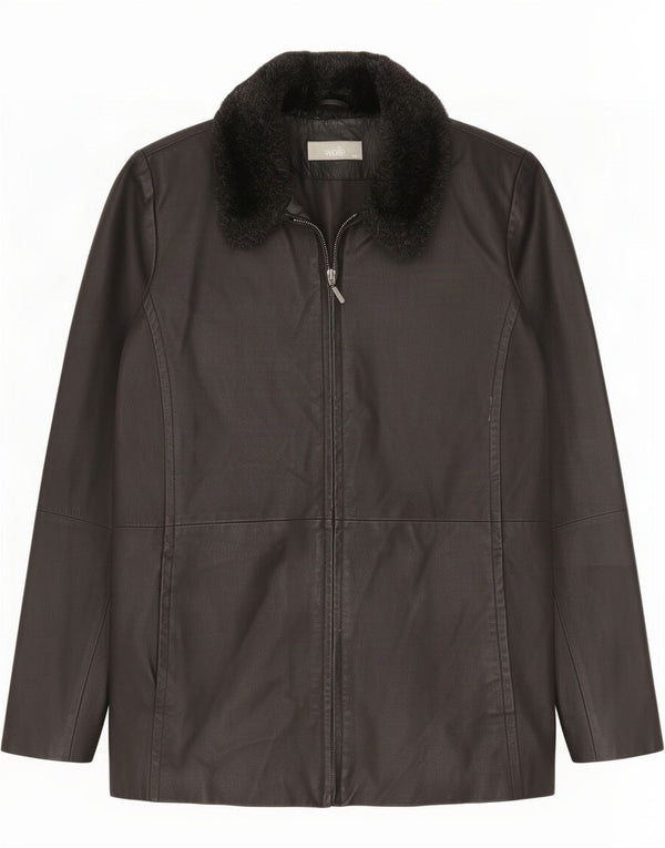 Wallis Womens Leather Jacket UK 12 Medium Black