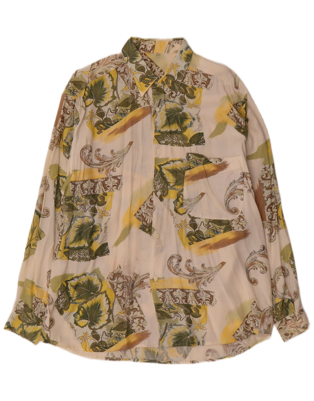 Vintage herreskjorte stor hvid blomstret