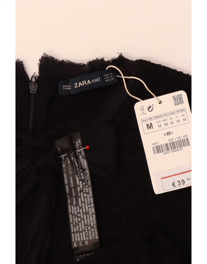 Zara Dame Front Tie Havfruekjole UK 12 Medium Black Viscose