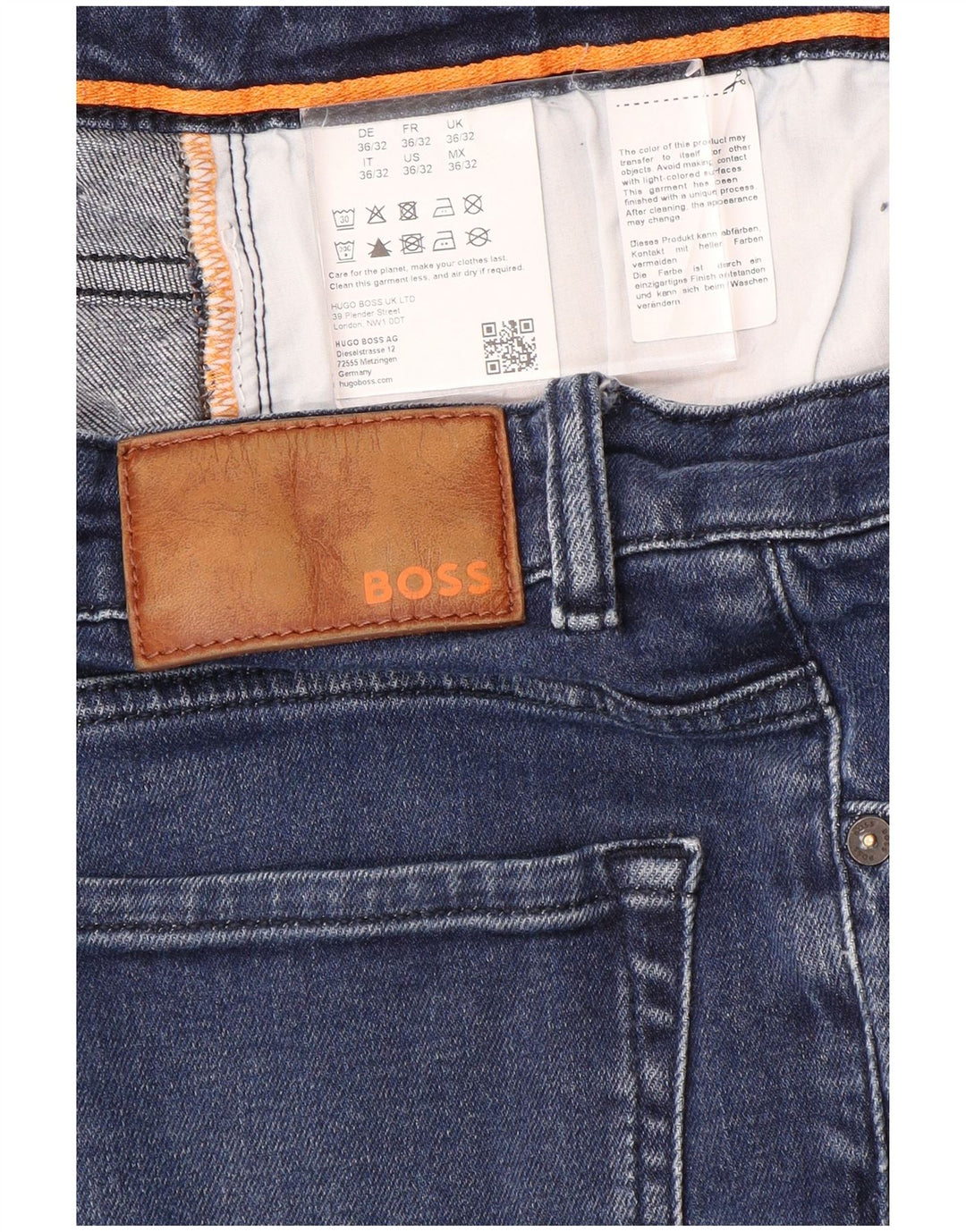 Hugo Boss Straight Jeans til mænd W36 L29 blå bomuld