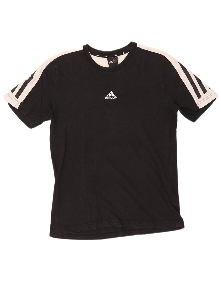 Adidas Herre T-Shirt Top Lille Sort Colourblock Bomuld