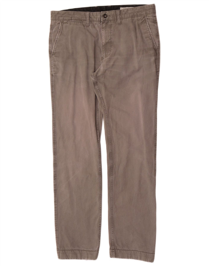 Marks & Spencer Straight Chino-bukser til mænd W34 L33 Grå bomuld