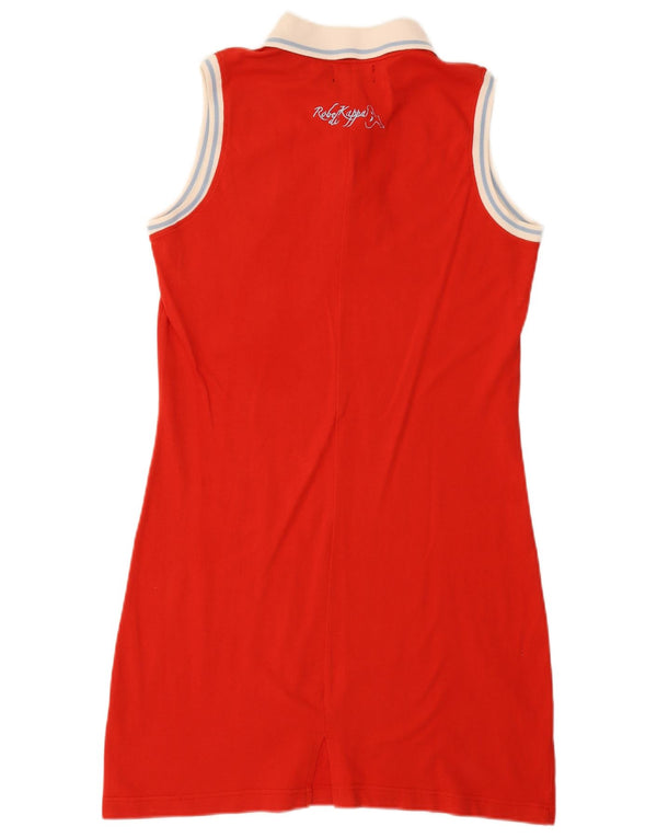 Kappa Dame ærmeløs Polo Dress UK 18 XL Rød Colourblock Bomuld
