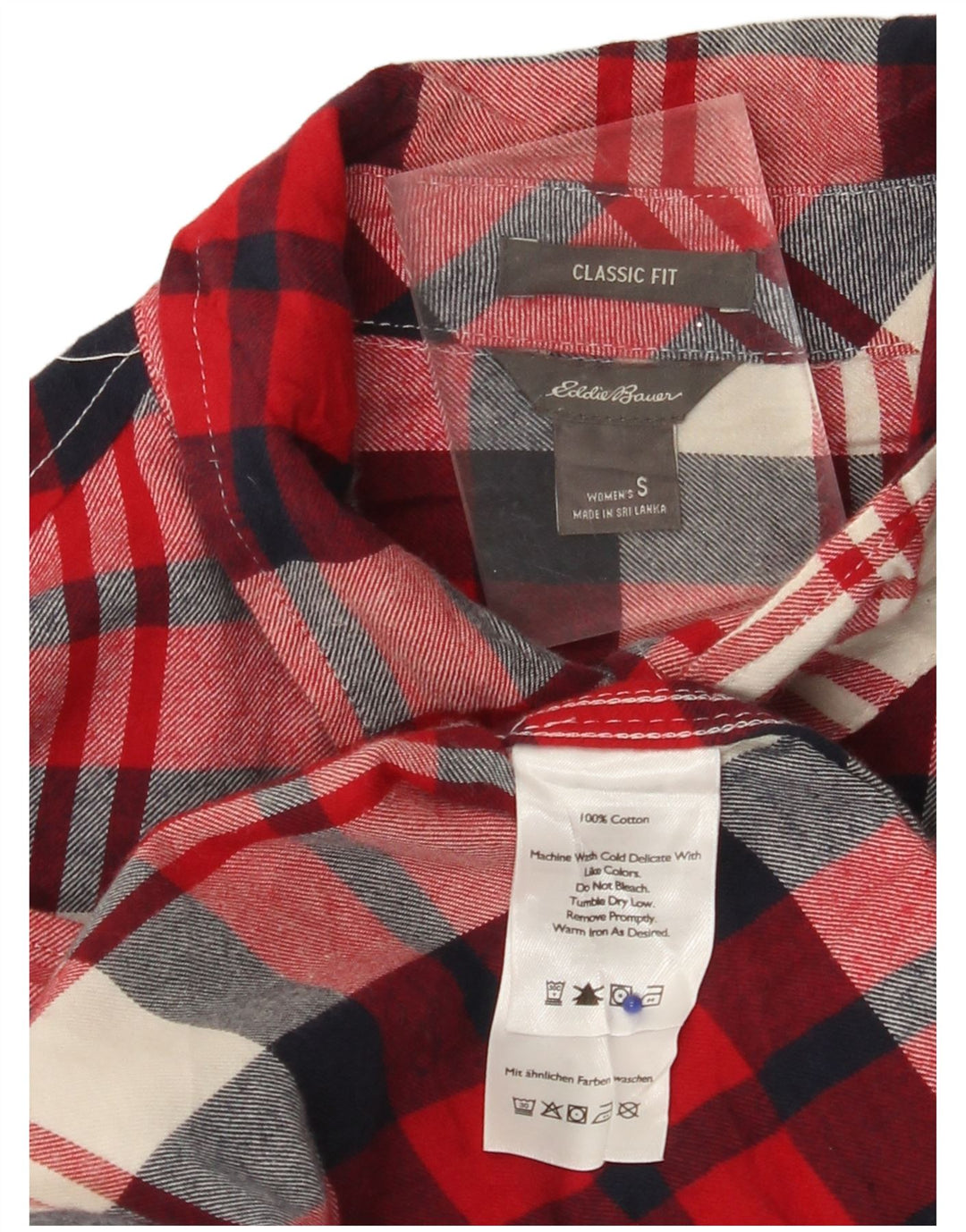 EDDIE BAUER Womens Classic Fit Flannel Shirt UK 10 Small Red Check Cotton