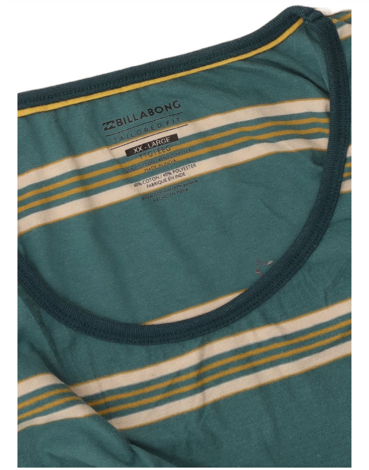Billabong Herre Skræddersyet Fit Vest Top 2XL Grøn Stribet Bomuld