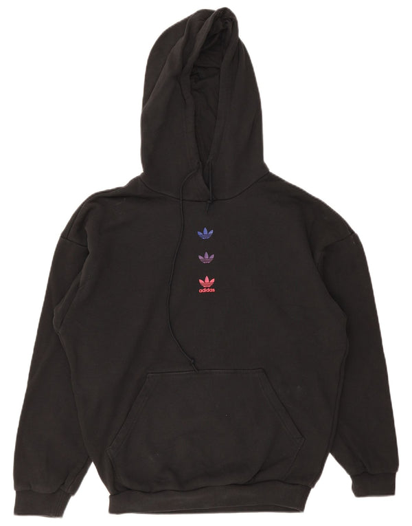 Adidas Graphic Oversized Hoodie Jumper UK 6 XS Sort Bomuld