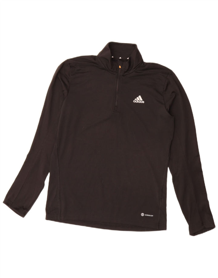 Adidas Herre Aeroready Zip Neck Pullover Træningsdragt Top Lille Sort Polyester