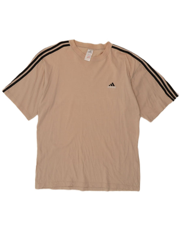 Adidas Herre T-Shirt Top UK 42/44 Stor Beige Bomuld