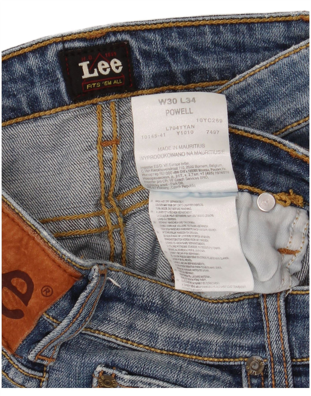 Lee Dame Powell Slim Jeans W30 L34 Blå Bomuld