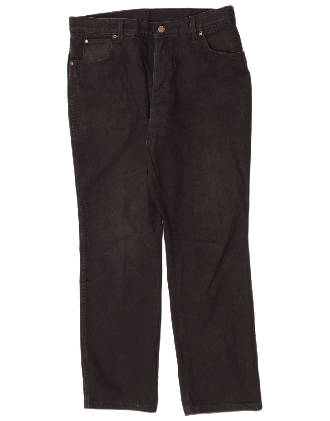 Wrangler Herre Regular Fit Straight Jeans W36 L32 Sort Bomuld
