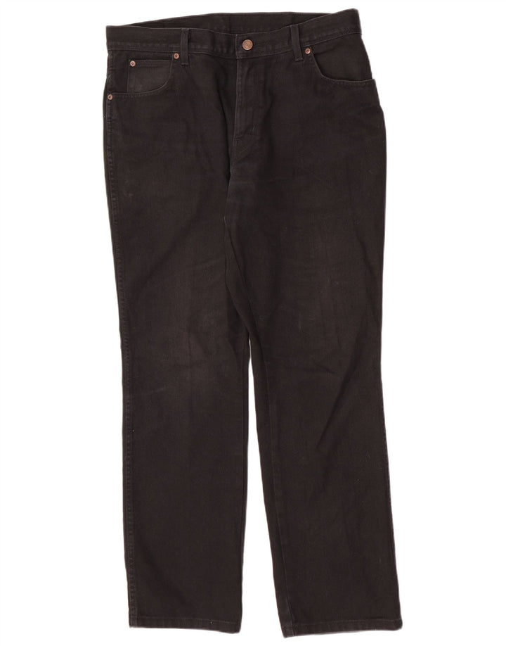 Wrangler Herre Regular Fit Straight Jeans W36 L32 Sort Bomuld