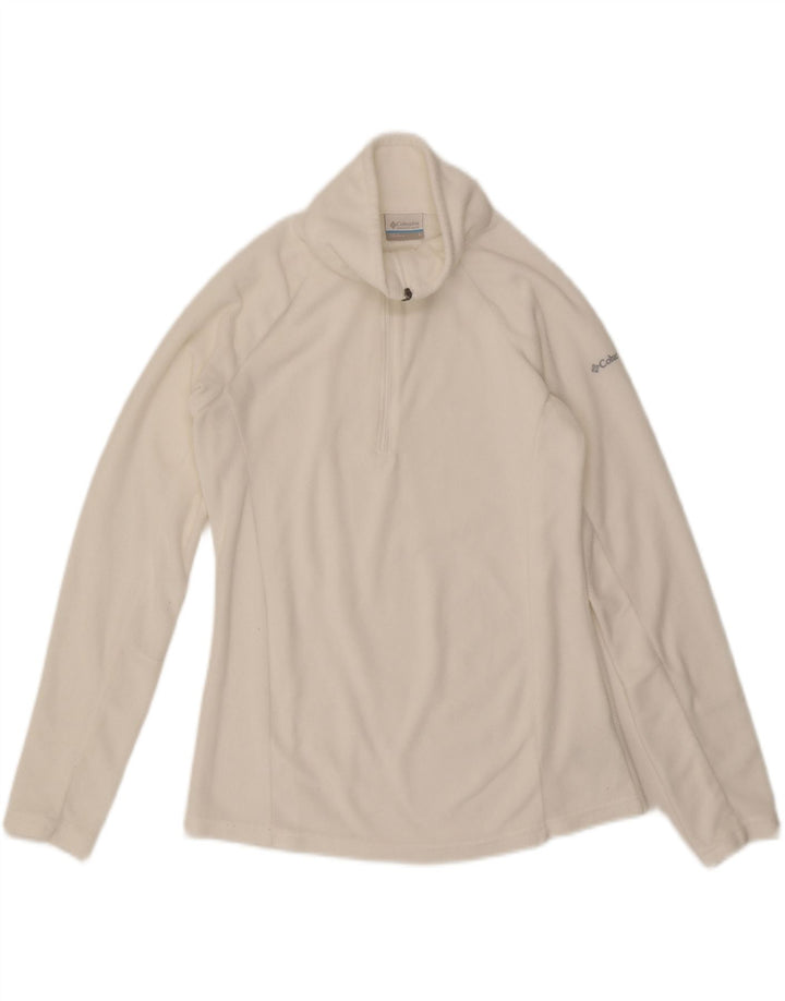 COLUMBIA Womens Zip Neck Fleece Jumper UK 10 Small  Off White Polyester