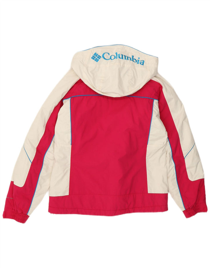 Columbia Dame Oversized Hættejakke Anorak UK 10 Small Pink Colourblock