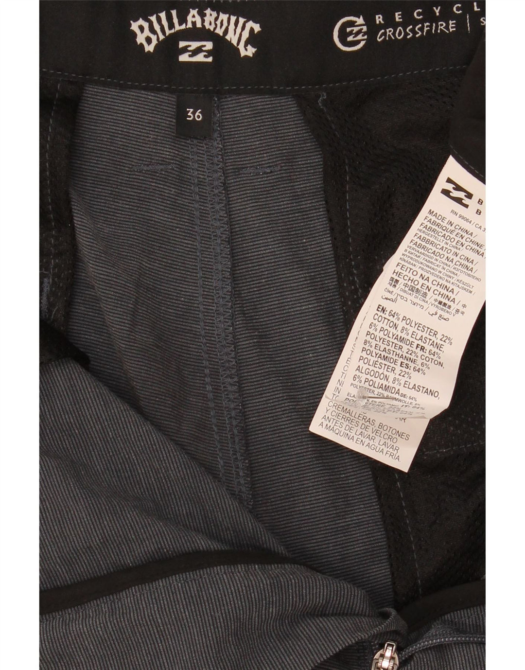 Billabong Chino Shorts til mænd W36 Large Grå Flecked Polyester