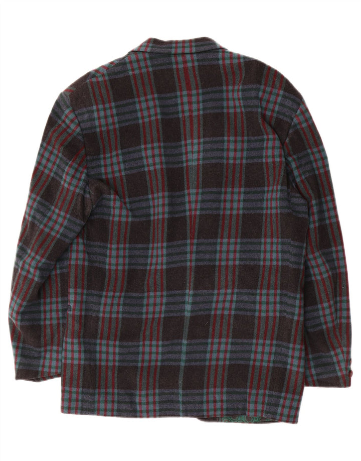 Vintage herre 2-knaps blazerjakke IT 48 Medium marineblå ternet uld