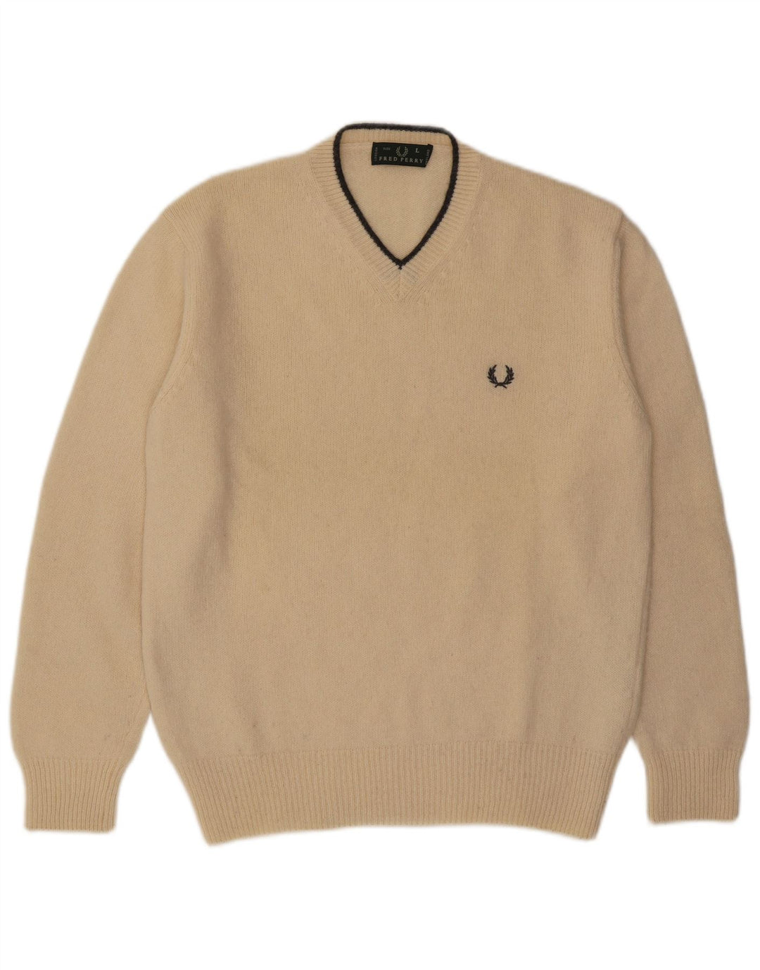 Fred Perry Herre V-hals sweater Stor Beige Uld