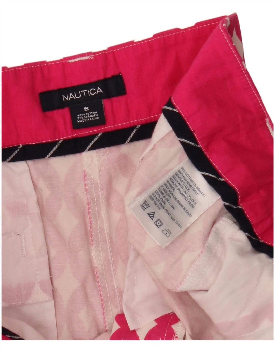 NAUTICA Chino Shorts til kvinder US 8 Medium W32 Pink geometrisk bomuld