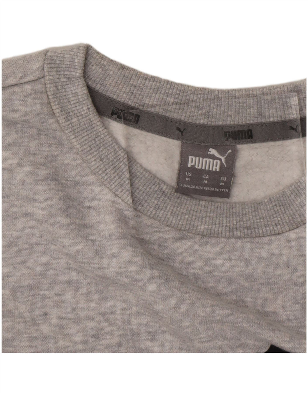 PUMA Graphic Sweatshirt Jumper UK 14 Medium Grey Flecked Bomuld