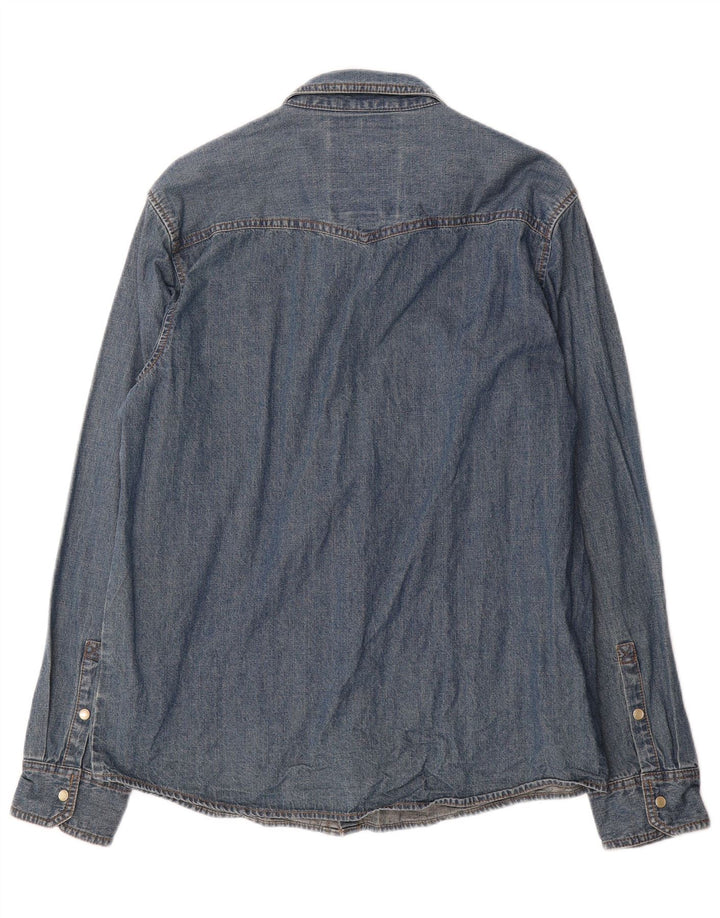 Weird Fish Denimskjorte til mænd Large Blue Cotton