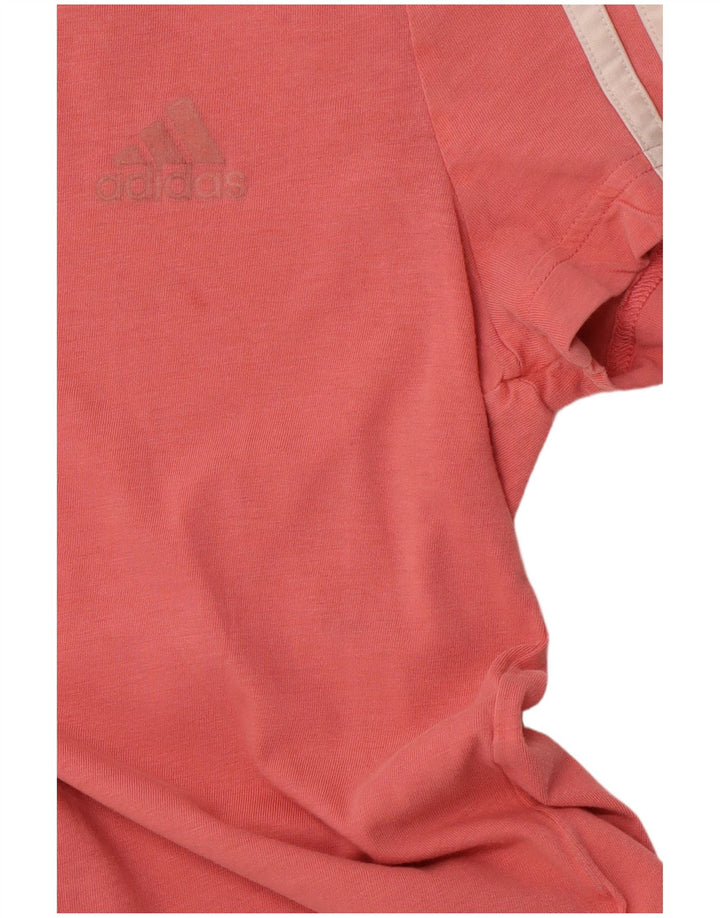 ADIDAS Pige T-Shirt Top 9-10 År Pink Bomuld
