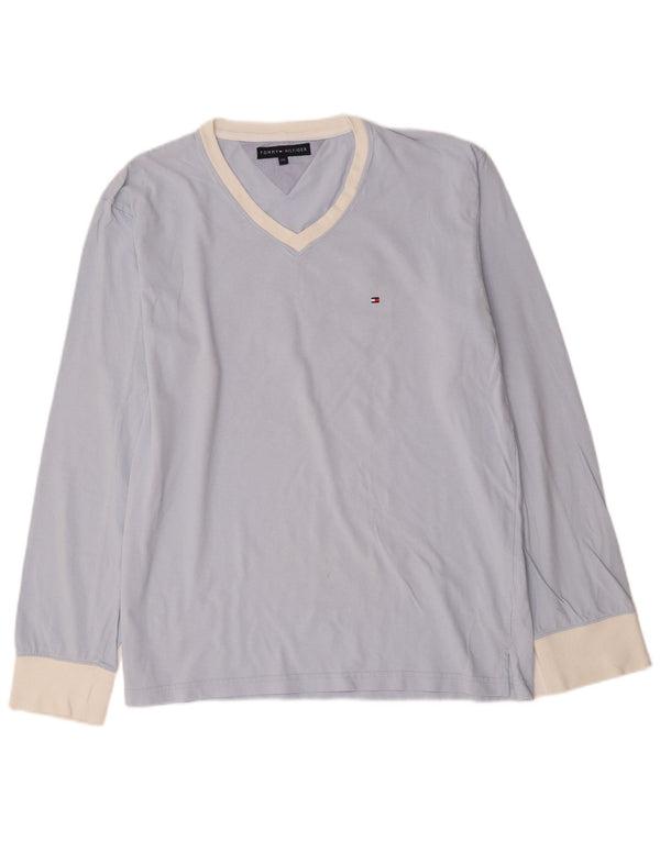 Tommy Hilfiger Herre Grafisk Top Langærmet 2XL Blå Colourblock Bomuld