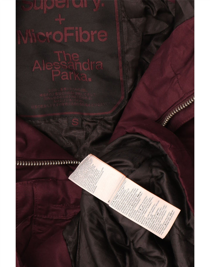 Superdry Oversized Parkajakke med hætte til kvinder UK 10 Small Burgundy