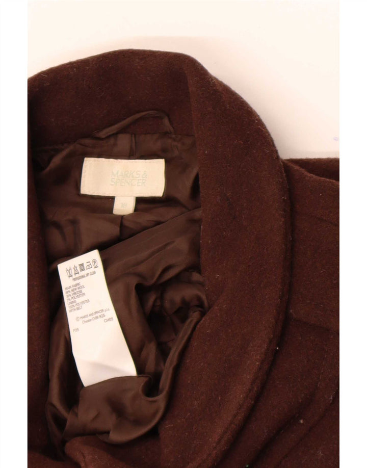 Marks & Spencer Dame Overfrakke UK 18 XL Brun Ny Uld