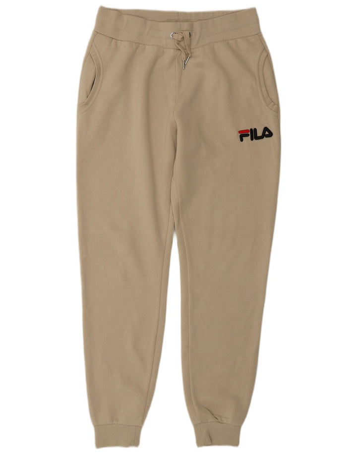 Fila Dame grafisk træningsdragt Bukser Joggers UK 10 Small Beige Polyester