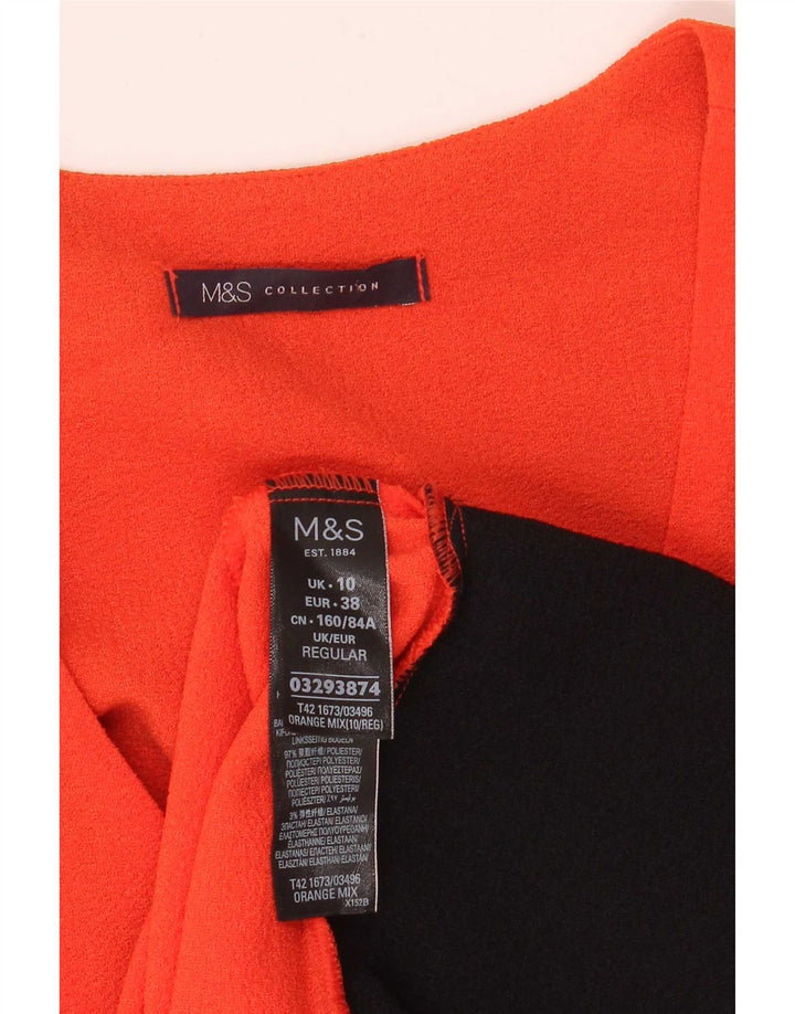 Marks & Spencer Womens Shift Dress UK 10 Small Orange Colourblock