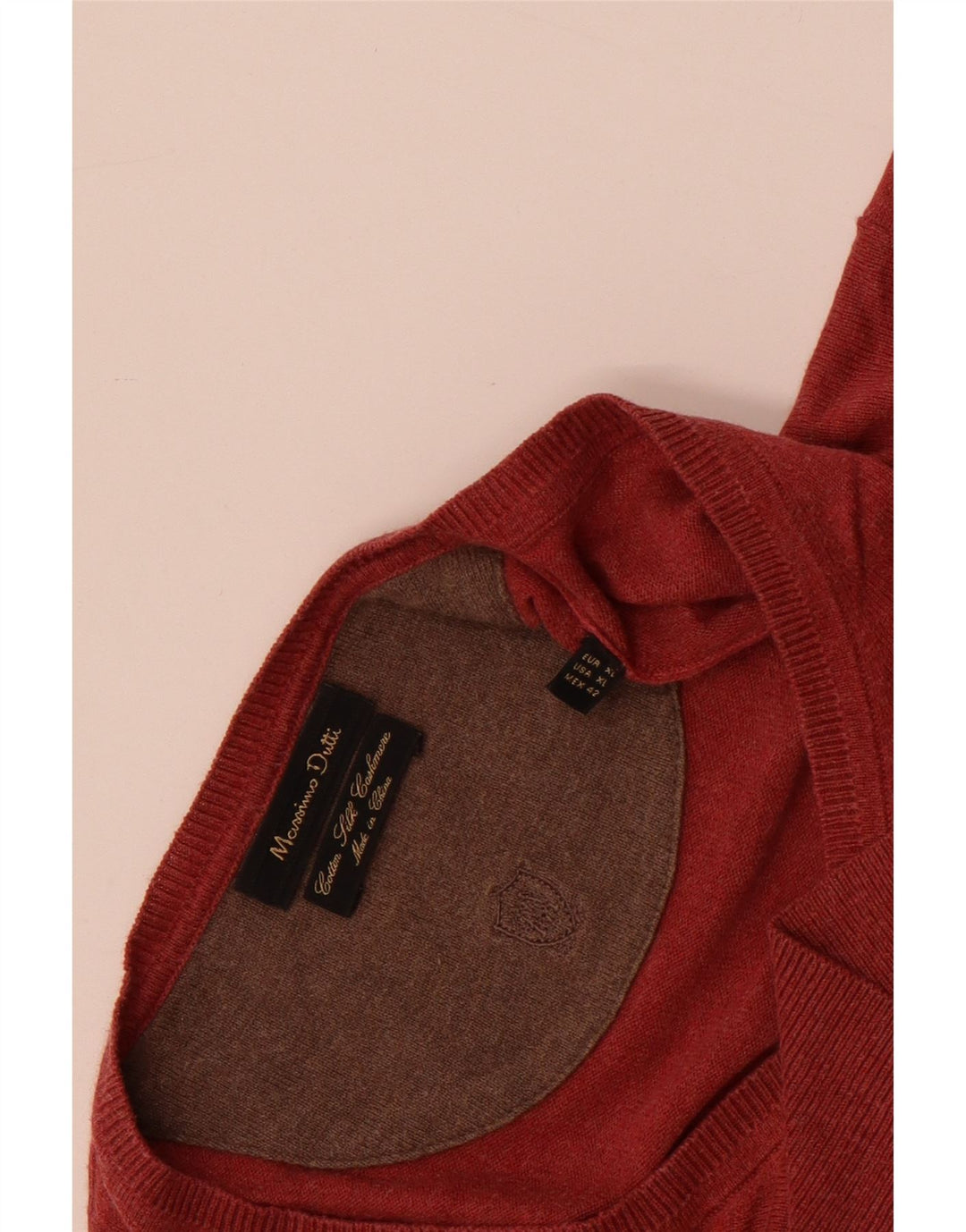 Massimo Dutti Herre V-hals sweater XL Rød Bomuld