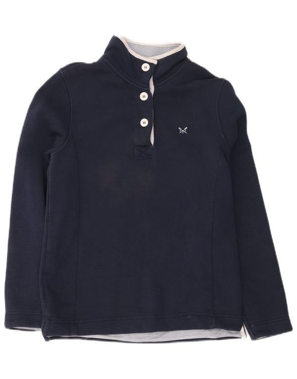 Besætningstøj Dame Button Neck Sweatshirt Jumper UK 12 Medium Navy Blue