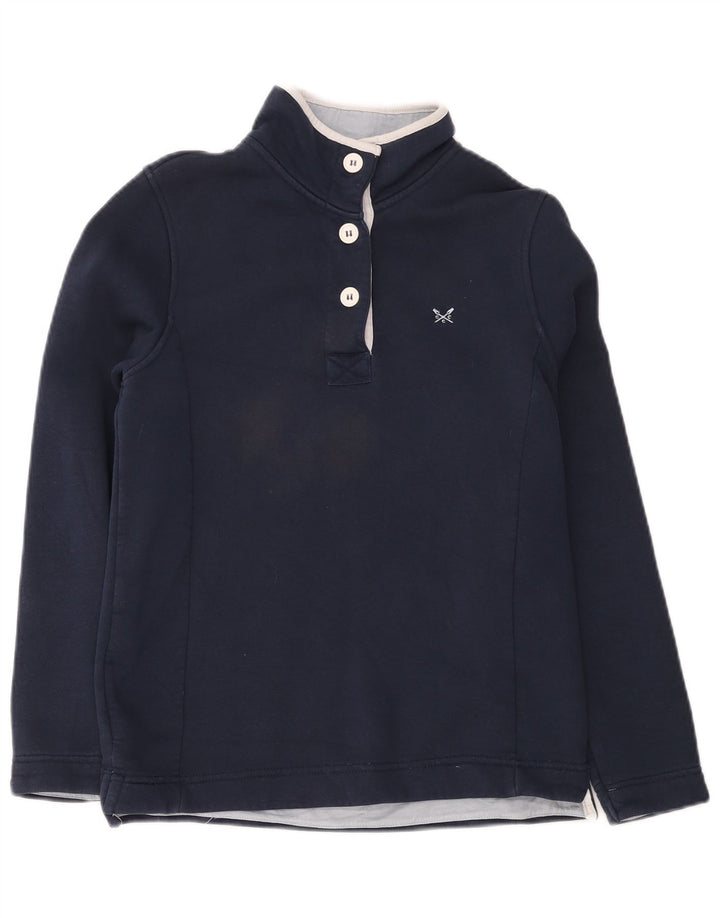Besætningstøj Dame Button Neck Sweatshirt Jumper UK 12 Medium Navy Blue