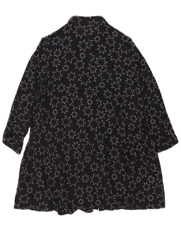 ZARA Kvinders Oversized abstrakt mønster skjortekjole UK 10 Small Black